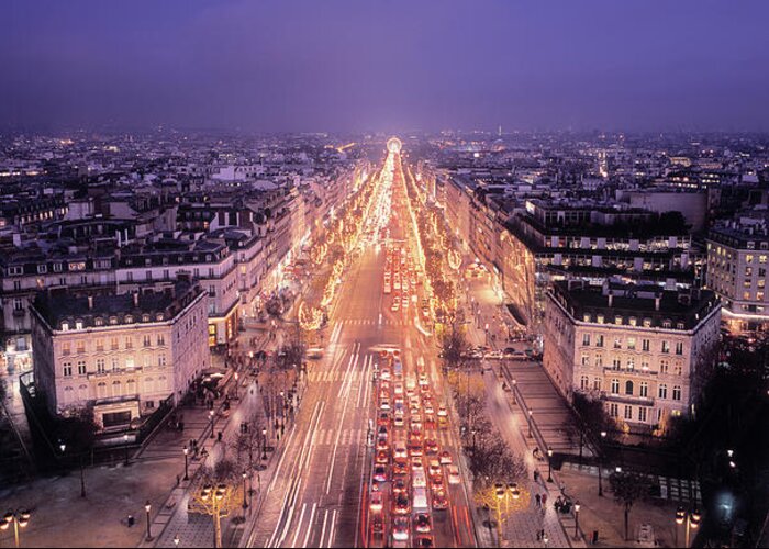 Illuminated Champs-elysées In Paris Greeting Card by Dutchy
