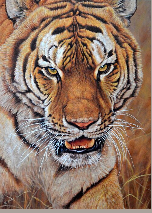 Tiger Greeting Card featuring the painting I'm No Kitten - Tiger by Alan M Hunt