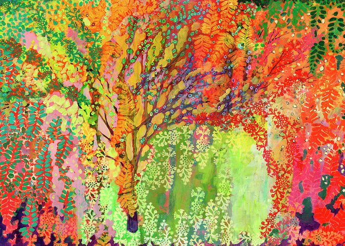 Abstract Greeting Card featuring the painting Immersed in Summer by Jennifer Lommers