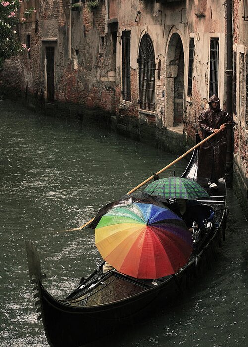 Venice Greeting Card featuring the photograph In The Rain by Sandra