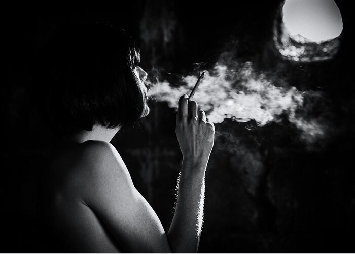 Monochrome Greeting Card featuring the photograph In The Smoke by Colin Dixon