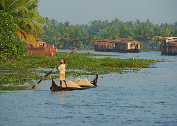 Scenics Greeting Card featuring the photograph India, Kerala, Allepey, Backwaters by Tuul & Bruno Morandi