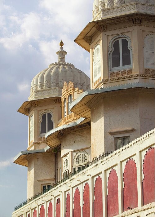 Architectural Feature Greeting Card featuring the photograph India, Rajasthan, Udaipur by Walter Bibikow