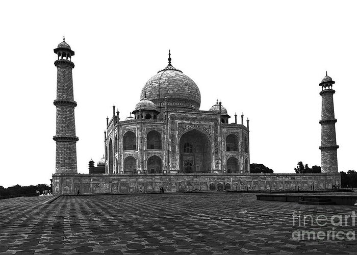 Taj Mahal Palace Greeting Card featuring the photograph India - Taj Mahal BW by Stefano Senise
