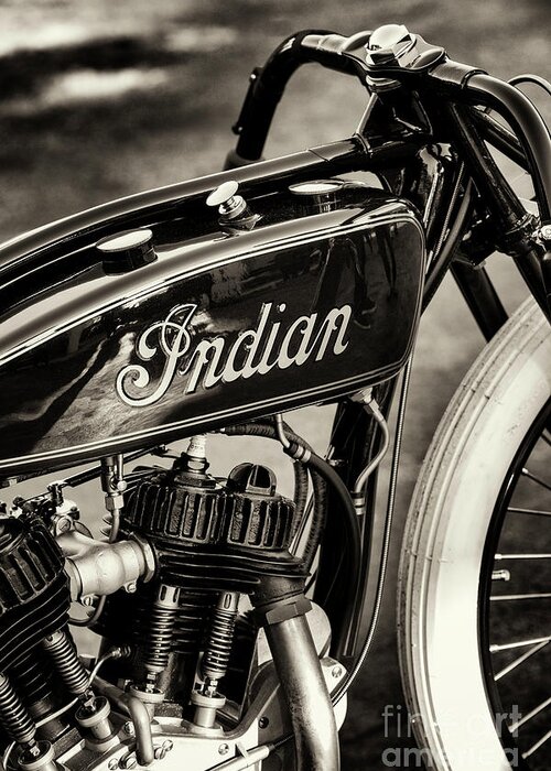 Indian Greeting Card featuring the photograph Indian Daytona Board Track Sepia by Tim Gainey