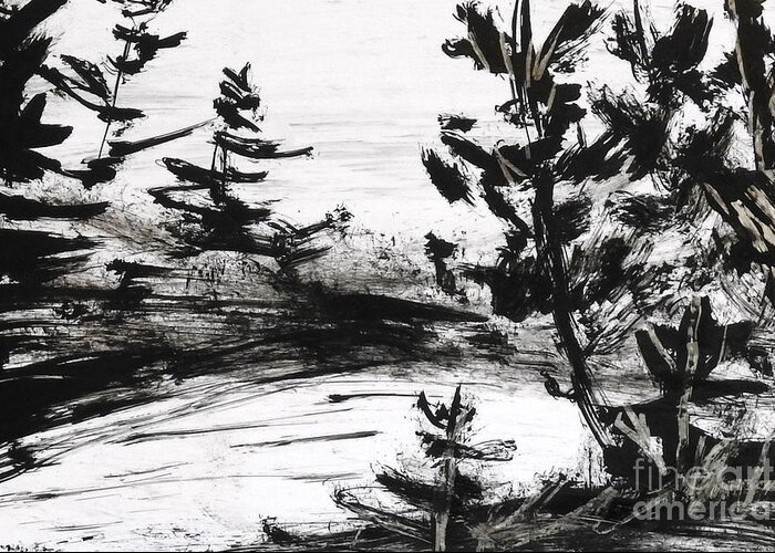 India Ink Greeting Card featuring the painting Ink Prochade 5 by Petra Burgmann