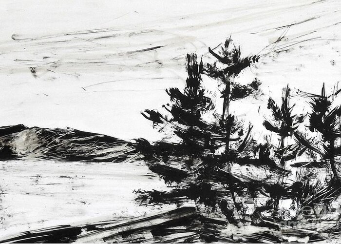 India Ink Greeting Card featuring the painting Ink Prochade 7 by Petra Burgmann
