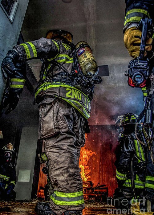 Interior Live Burn House That Was Set To Be Torn Down Depew Fire Dept May 2017 #fire #firefighter #firefighters #brotherhood #tradition #firephoto #smoke #scba #workingfire #instagood #firemen #fireman #firechief #instagramphotos #photography #photographer #instagram #picoftheday #imageoftheday #photo #hdr #highdynamicrange #skylum #aurorahdr2019 #firephotography #firephotographer Greeting Card featuring the photograph Interior live burn by Jim Lepard