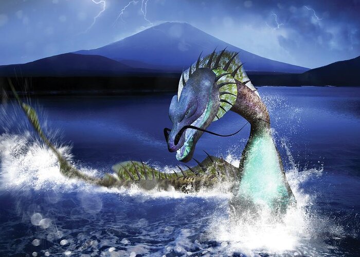 Artwork Greeting Card featuring the photograph Issie Lake Monster by Tim Brown/science Photo Library