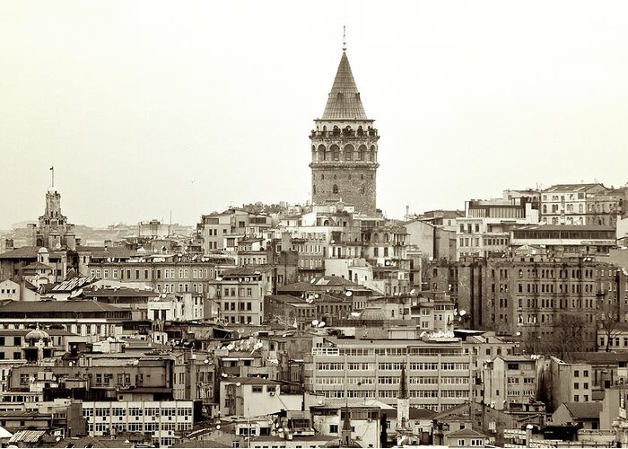 Istanbul Greeting Card featuring the photograph Istanbul. Galata Tower B&w by Photo By Bernardo Ricci Armani