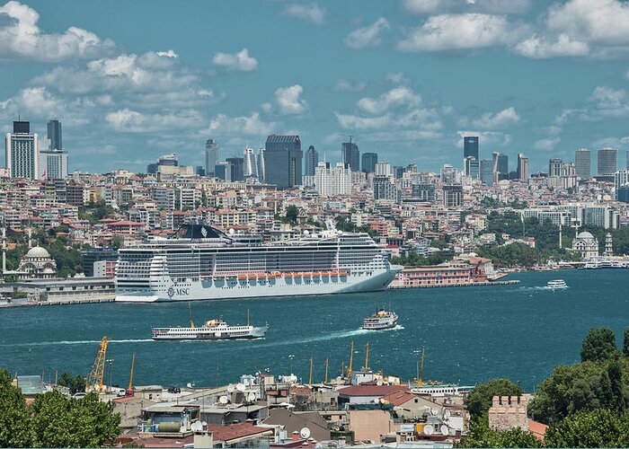 Istanbul Greeting Card featuring the photograph Istanbul Port by Salvator Barki