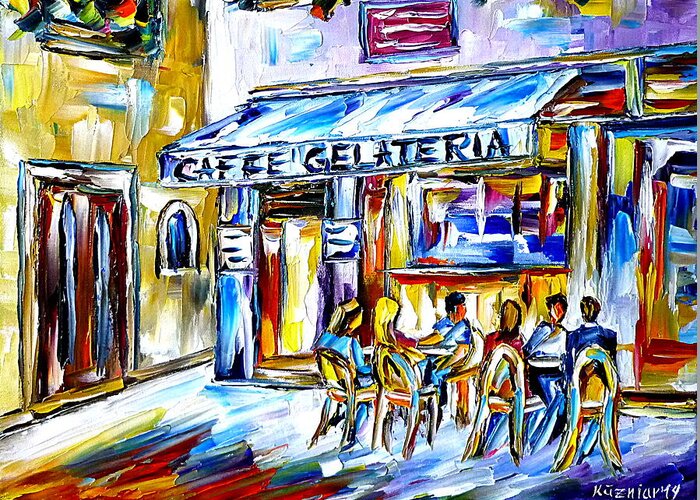 Cafe In Venice Greeting Card featuring the painting Italian Flair by Mirek Kuzniar