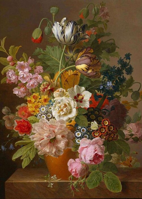 Flower Greeting Card featuring the painting Jan Frans Van Dael 1764-1840 Flowers Bouquet 3 by Jan Frans Van Dael