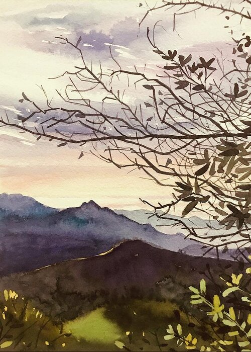 Sky Greeting Card featuring the painting January Sunset - Santa Monica Mountains by Luisa Millicent
