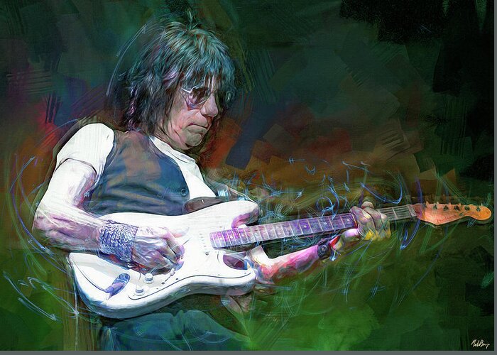 Jeff Beck Greeting Card featuring the mixed media Jeff Beck, guitarist by Mal Bray