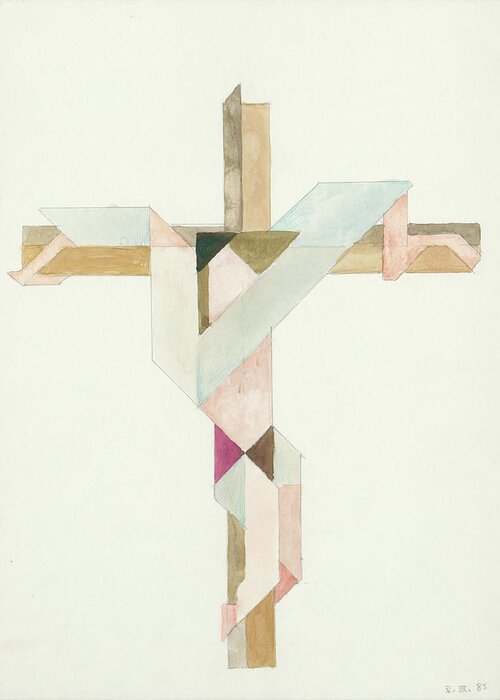Jesus Greeting Card featuring the painting Jesus Cross V III 85 by Willy Wiedmann