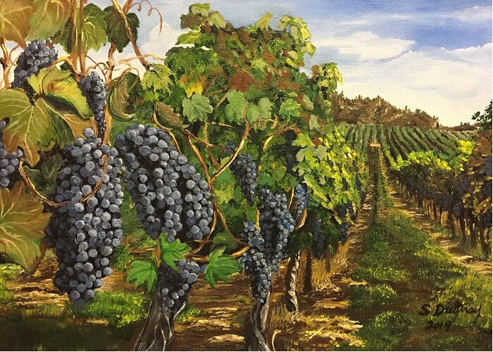 Vineyard Greeting Card featuring the painting Jewels of the Okanagan by Sharon Duguay