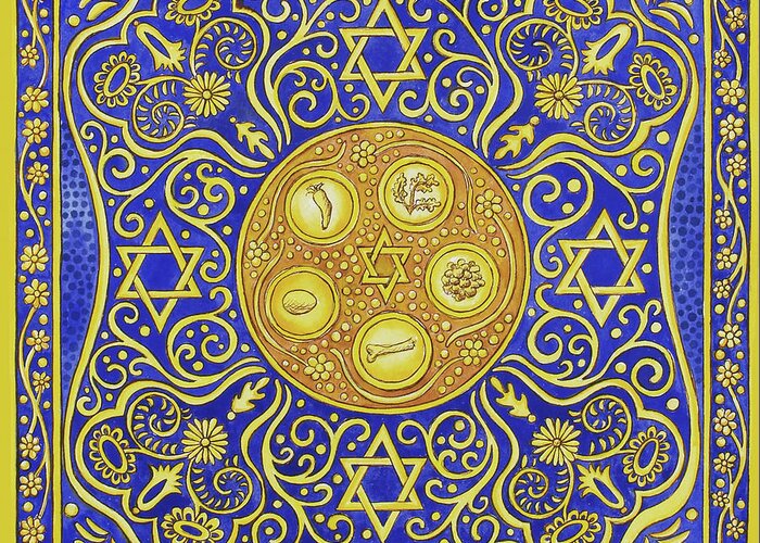 Jewish Year Passover Greeting Card featuring the painting Jewish Year Passover by Andrea Strongwater