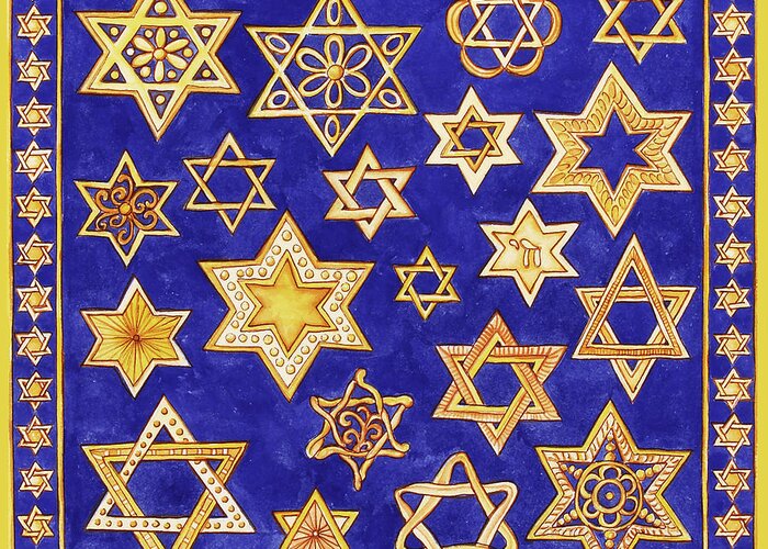 Jewish Year Stars Greeting Card featuring the painting Jewish Year Stars by Andrea Strongwater