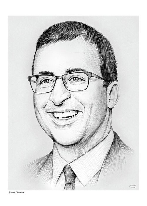 Drawing Greeting Card featuring the drawing John Oliver by Greg Joens