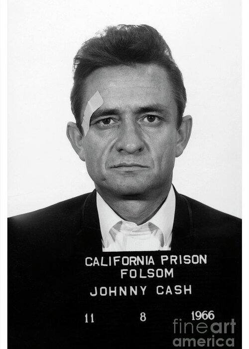 Johnny Cash Greeting Card featuring the photograph Johnny Cash Mugshot by Jon Neidert