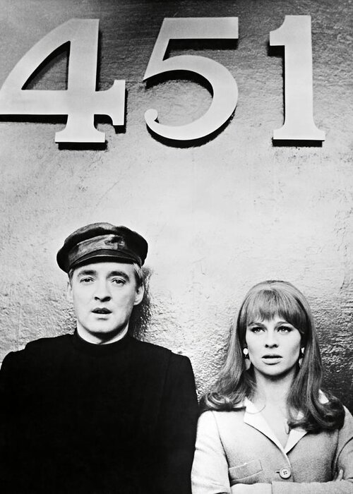 Julie Christie Greeting Card featuring the photograph JULIE CHRISTIE and OSKAR WERNER in FAHRENHEIT 451 -1966-. by Album