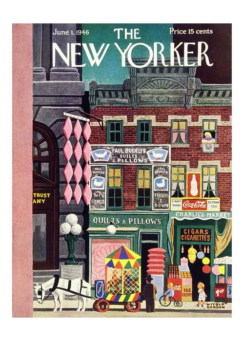 Illustration Greeting Card featuring the painting New Yorker June 1, 1946 by Witold Gordon