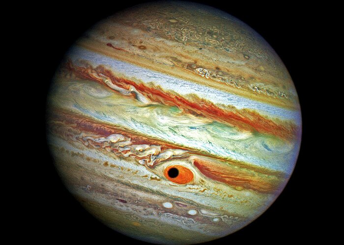 Jupiter Greeting Card featuring the photograph Jupiter and GanyMead Shadow Outer Space Image by Bill Swartwout