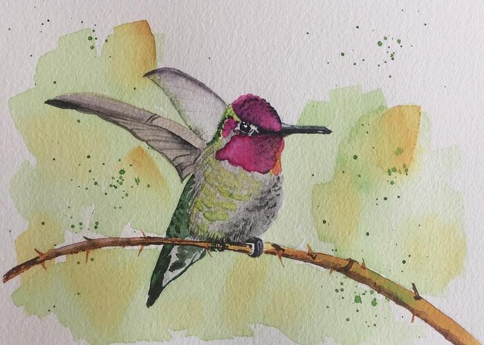 Hummingbird Greeting Card featuring the painting Just Humming Along by Sonja Jones