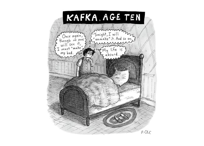 Kafka Greeting Card featuring the drawing Kafka Age Ten by Roz Chast