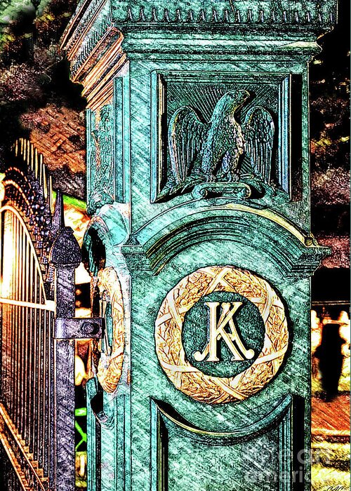 Keeneland Greeting Card featuring the digital art Keeneland Gatepost Sketch by CAC Graphics