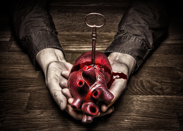 Blood Greeting Card featuring the photograph Key To My Heart by Petri Damstn