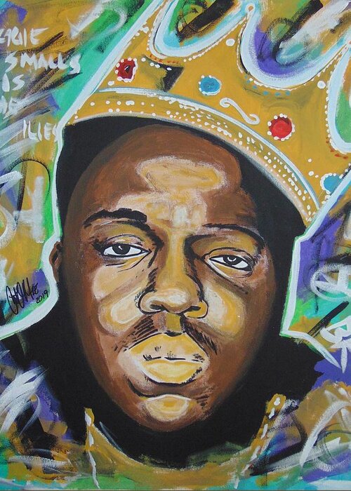 Biggie Greeting Card featuring the painting King Christopher by Antonio Moore