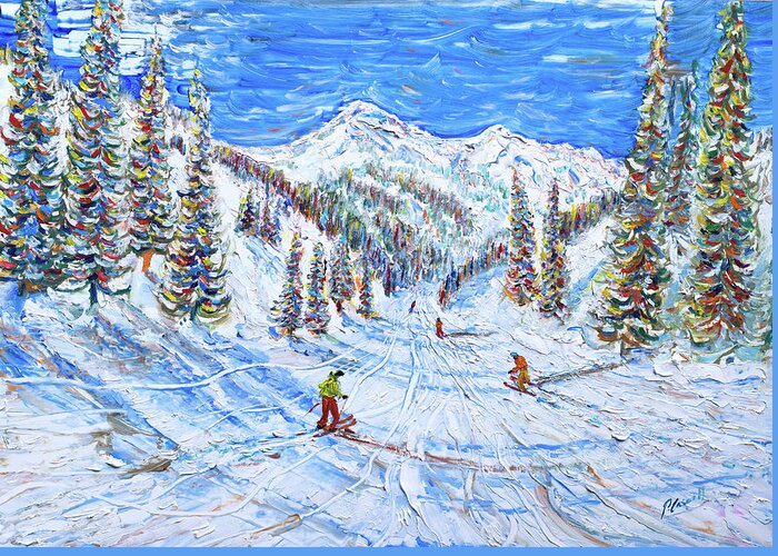 Kitzbuhel Greeting Card featuring the painting Kitzbuhel Ski Print by Pete Caswell