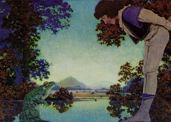 Hearts Greeting Card featuring the painting Knave of Hearts - speaking to a frog by Maxfield Parrish