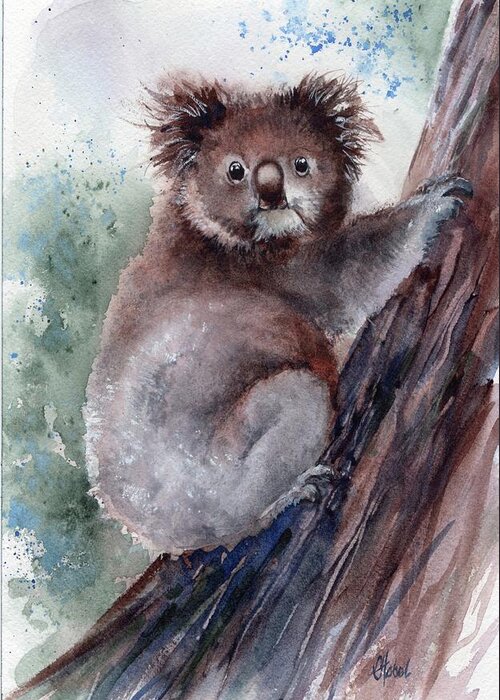 Koala Greeting Card featuring the painting Koala painting by Chris Hobel