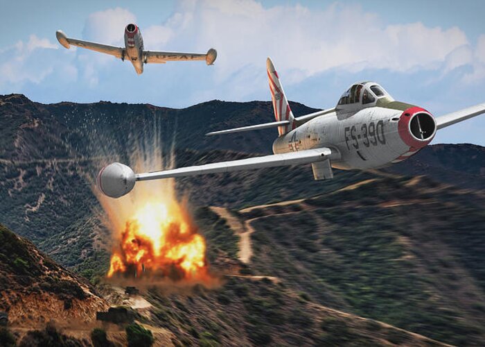 Usaaf Greeting Card featuring the digital art Korean Interdiction - Cropped by Mark Donoghue