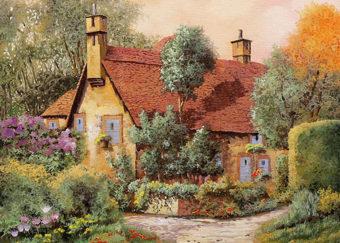 English House Greeting Card featuring the painting La Casa Inglese by Guido Borelli