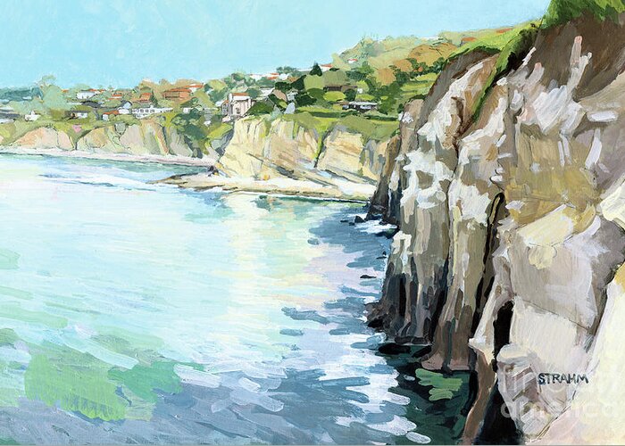 La Jolla Cove Greeting Card featuring the painting La Jolla Sea Caves - San Diego, California by Paul Strahm