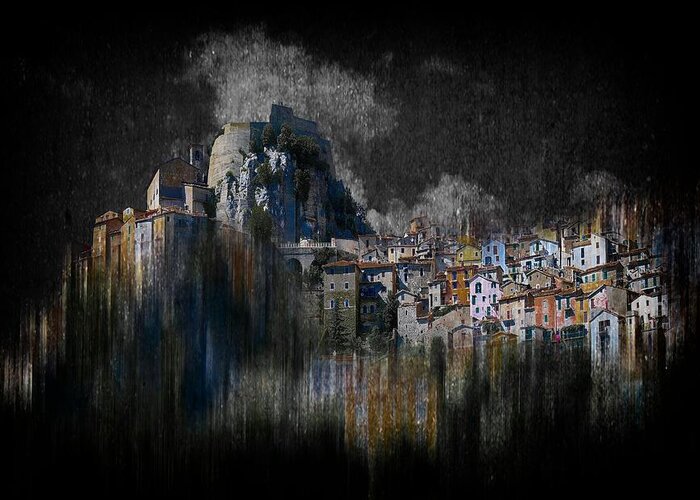 Painterly Greeting Card featuring the photograph La Rocca by Raffaele Corte