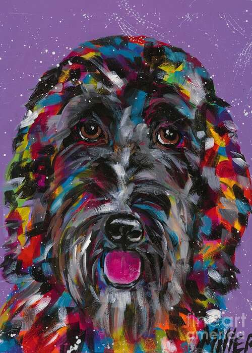 Colorado Artist Tracy Miller Greeting Card featuring the painting Labradoodle by Tracy Miller