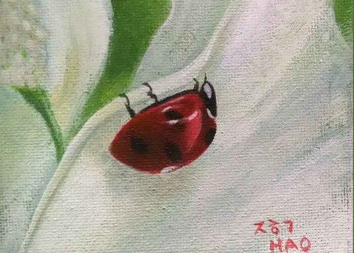 Lady Bug Greeting Card featuring the painting Ladybug by Helian Cornwell