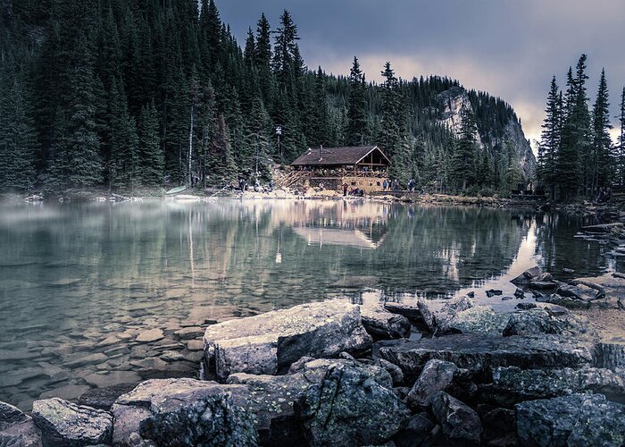 Banff Greeting Card featuring the photograph Lake Agnes Tea House by Thomas Nay