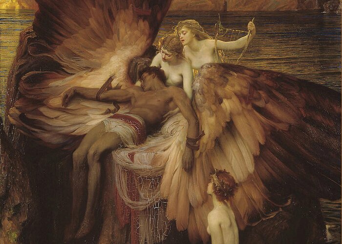 Lament Of Icarus Greeting Card featuring the painting Lament of Icarus by Herbert James Draper