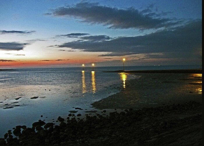 Lancashire Greeting Card featuring the photograph LANCASHIRE. Knott End. Sunset.. by Lachlan Main