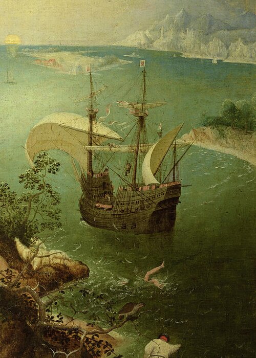 Pieter Bruegel The Elder Greeting Card featuring the painting Landscape with the Fall of Icarus, 1560s by Pieter Bruegel the Elder