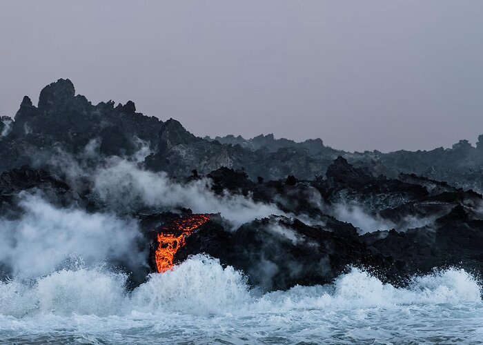 Lava Greeting Card featuring the photograph Lava Entering the Sea IV by William Dickman