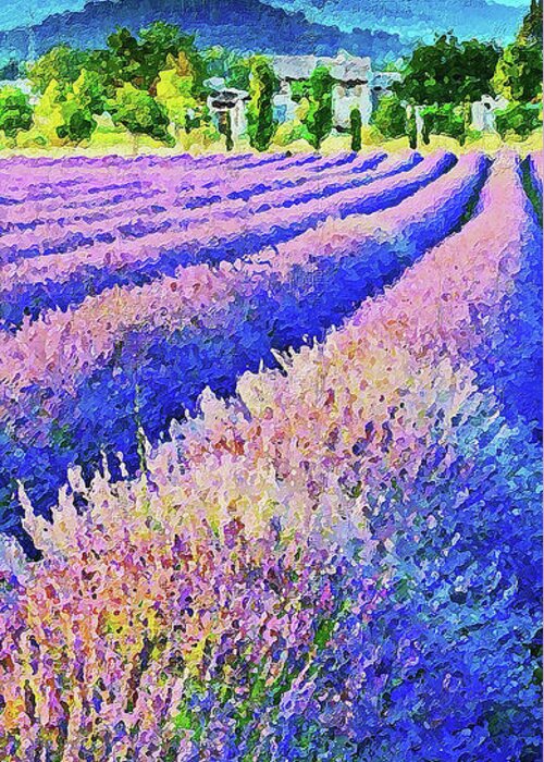 Lavender Greeting Card featuring the painting Lavender fields - 08 by AM FineArtPrints