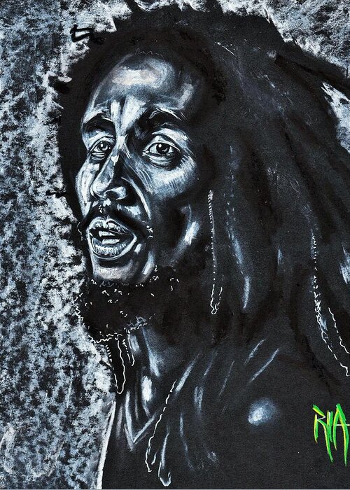 Bob Marley Greeting Card featuring the glass art Legendary by Artist RiA