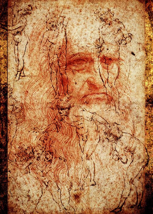 Leonardo Da Vinci Greeting Card featuring the digital art Leonardo's Mind 1 by John Vincent Palozzi